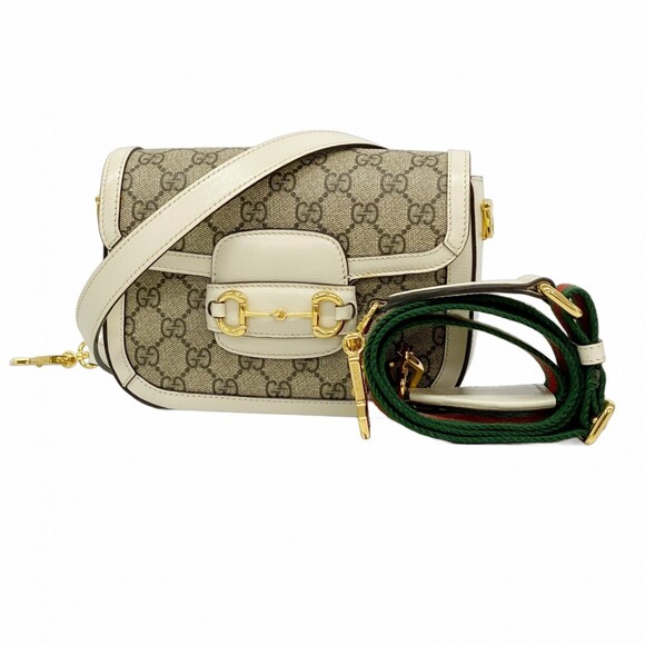 GUCCI Handbags - Gucci GG Supreme Sherry Line Horsebit Shoulder Bag 658574 Brown and White Wom...